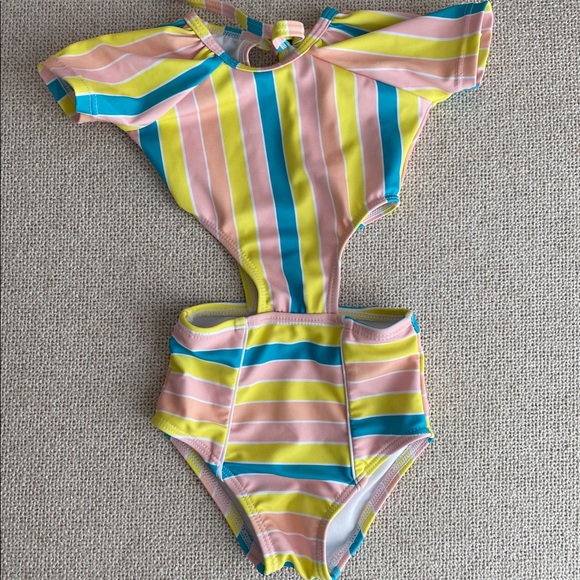 Striped Cutout Swimsuit - Picture 1 of 3